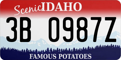 ID license plate 3B0987Z