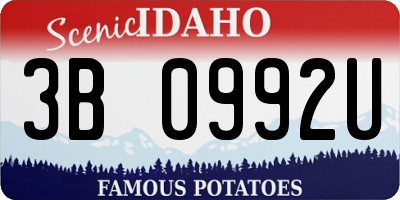 ID license plate 3B0992U