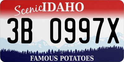 ID license plate 3B0997X