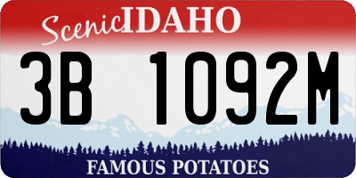 ID license plate 3B1092M