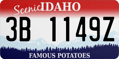 ID license plate 3B1149Z