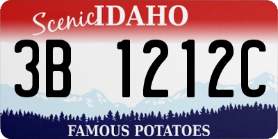 ID license plate 3B1212C