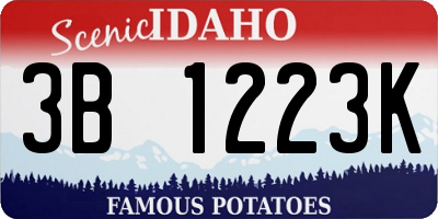 ID license plate 3B1223K