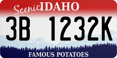 ID license plate 3B1232K