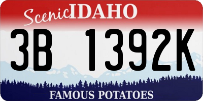 ID license plate 3B1392K
