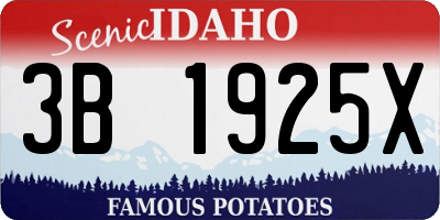 ID license plate 3B1925X