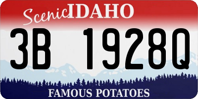 ID license plate 3B1928Q