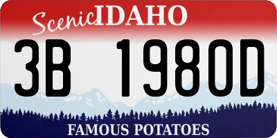 ID license plate 3B1980D
