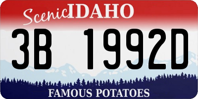 ID license plate 3B1992D
