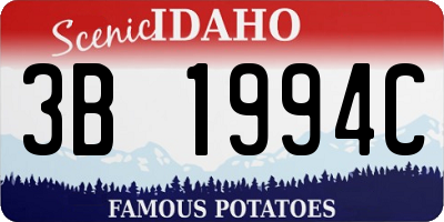 ID license plate 3B1994C