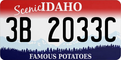 ID license plate 3B2033C