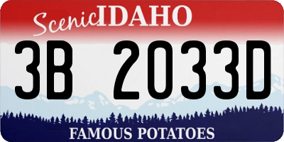 ID license plate 3B2033D