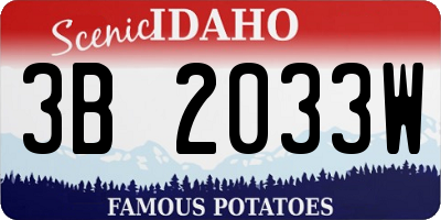 ID license plate 3B2033W