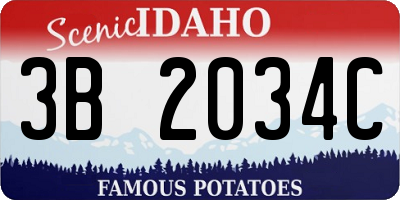 ID license plate 3B2034C