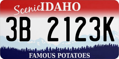 ID license plate 3B2123K
