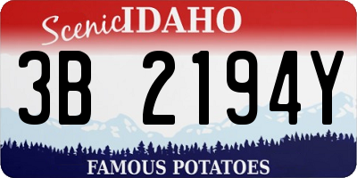 ID license plate 3B2194Y