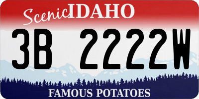 ID license plate 3B2222W