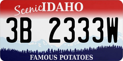 ID license plate 3B2333W