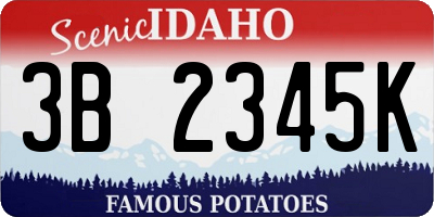 ID license plate 3B2345K