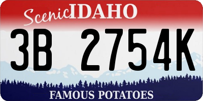 ID license plate 3B2754K