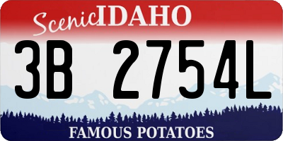 ID license plate 3B2754L