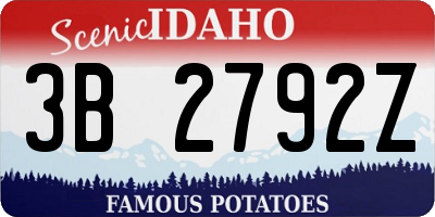 ID license plate 3B2792Z