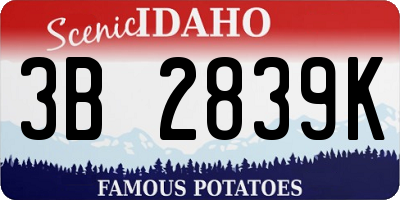 ID license plate 3B2839K