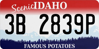 ID license plate 3B2839P