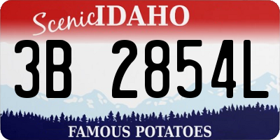 ID license plate 3B2854L