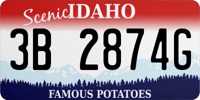 ID license plate 3B2874G