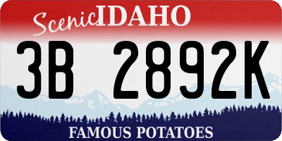 ID license plate 3B2892K