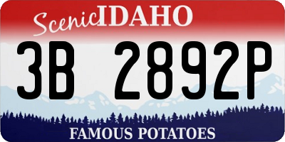 ID license plate 3B2892P