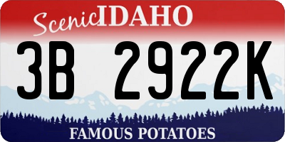 ID license plate 3B2922K