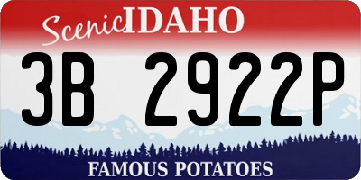 ID license plate 3B2922P