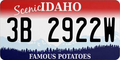 ID license plate 3B2922W