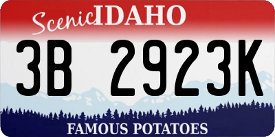 ID license plate 3B2923K