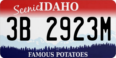 ID license plate 3B2923M