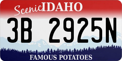 ID license plate 3B2925N