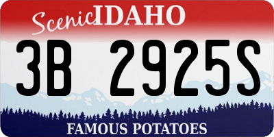 ID license plate 3B2925S