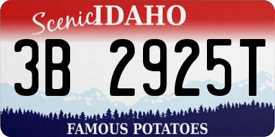 ID license plate 3B2925T