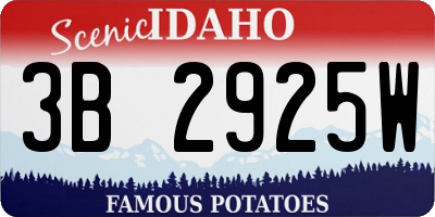 ID license plate 3B2925W