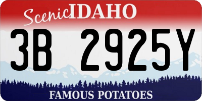 ID license plate 3B2925Y