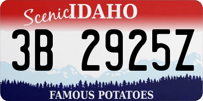 ID license plate 3B2925Z