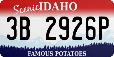 ID license plate 3B2926P