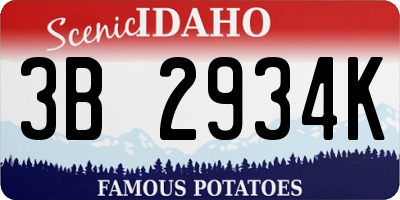 ID license plate 3B2934K