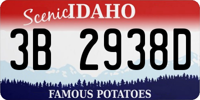 ID license plate 3B2938D