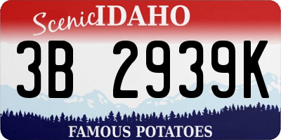 ID license plate 3B2939K