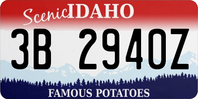 ID license plate 3B2940Z