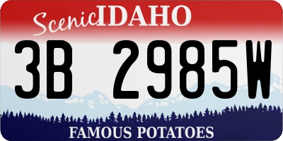 ID license plate 3B2985W