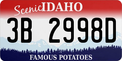 ID license plate 3B2998D